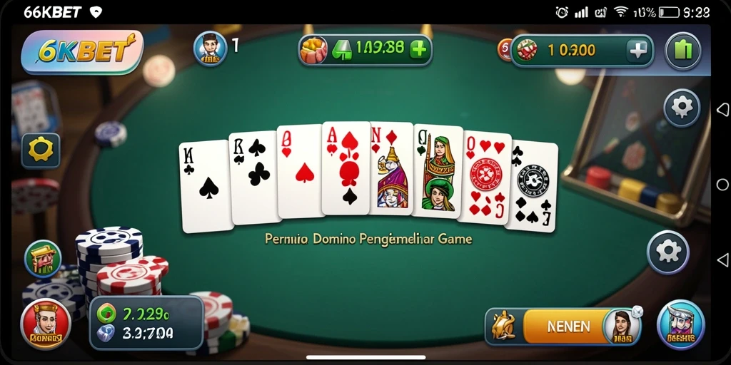 Tampilan gameplay seru di 66KBET, aplikasi Domino terbaik.