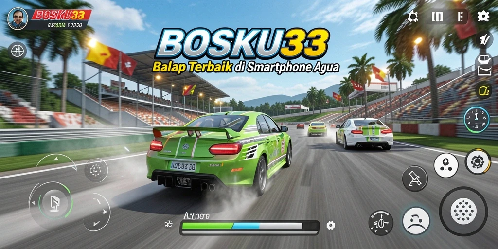 Tampilan screenshot yang menampilkan aksi balap seru di BOSKU33.