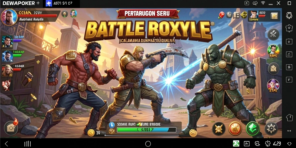 Tampilan gameplay seru DEWAPOKER dalam aksi Battle Royale.
