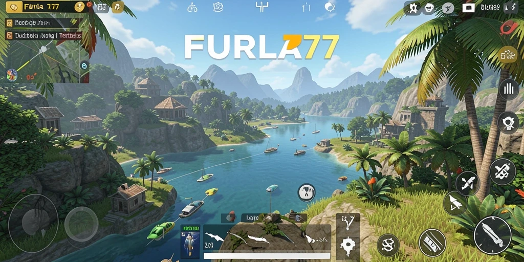 Screenshot gameplay FURLA77 menampilkan karakter menjelajahi dunia terbuka.