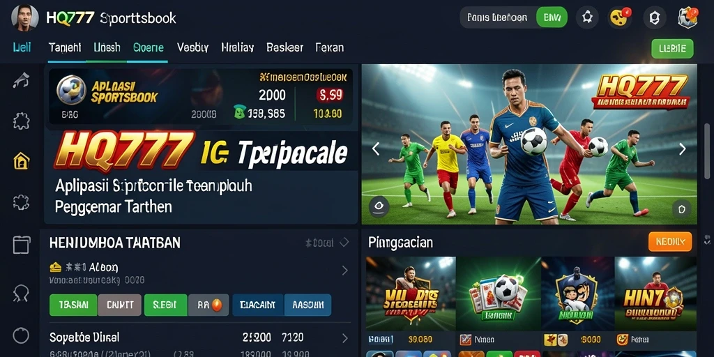 Tampilan gameplay Sportsbook yang menarik dan interaktif dari HQ777.