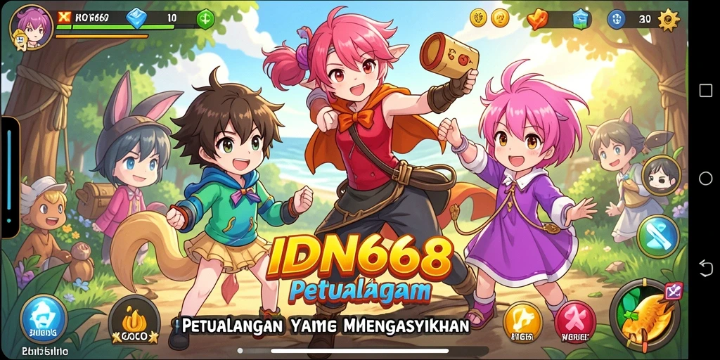 Tampilan gameplay IDN668 dengan karakter Anime yang keren.