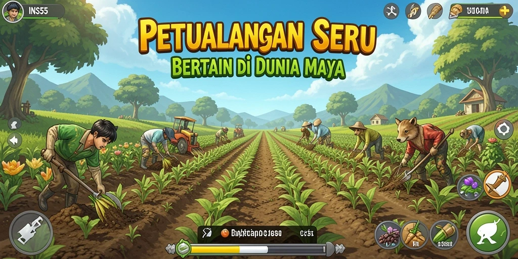Screenshot gameplay menunjukkan aktivitas bertani yang seru dan mendebarkan.