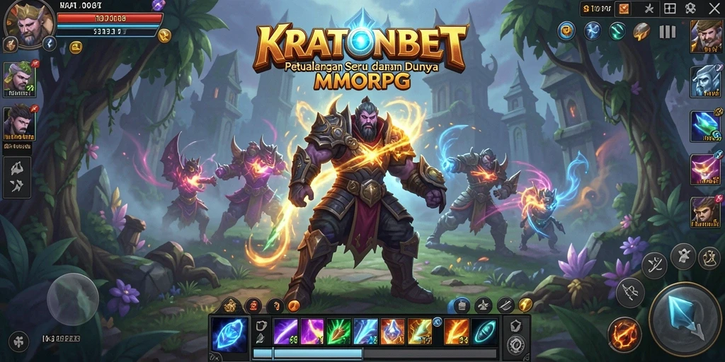 Screenshot utama KRATONBET menampilkan aksi seru dalam pertarungan MMORPG.