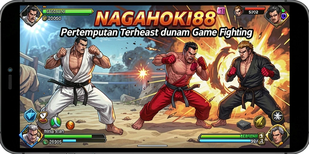 Screenshot gameplay NAGAHOKI88 menampilkan aksi bertarung yang mendebarkan.