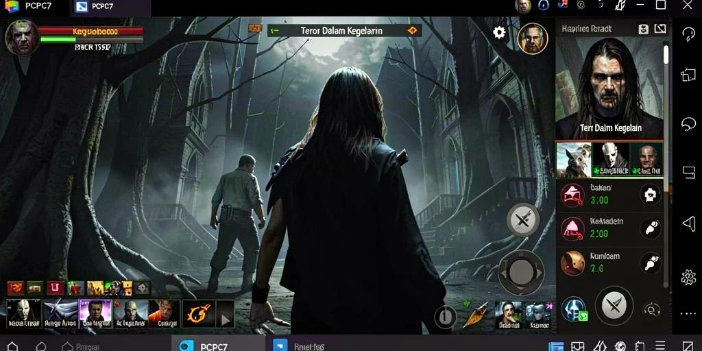 Tampilan gameplay PCPC7 yang menegangkan dan misterius.