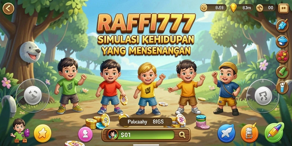 Screenshot gameplay RAFFI777 yang penuh warna dan interaktif.