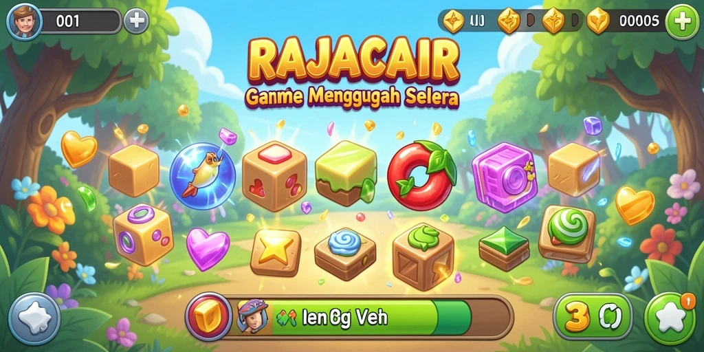 Tampilan gameplay menarik dari RAJACAIR dengan elemen Match-3.
